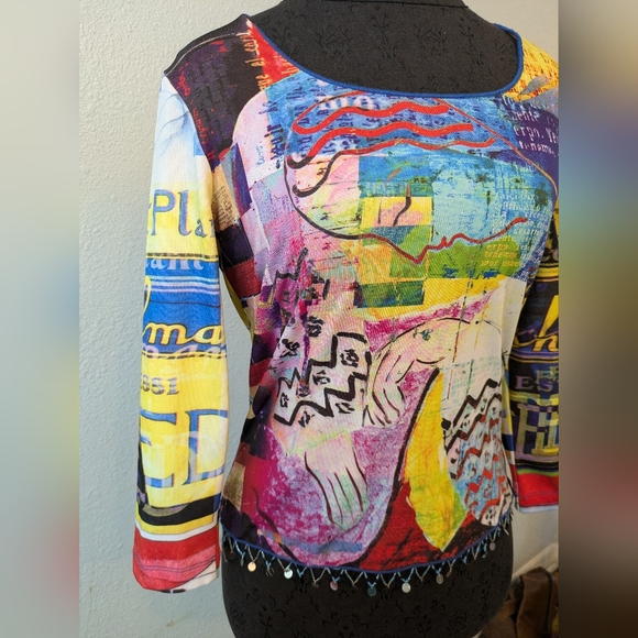 Amour Love Y2K Beaded Euro Style Blouse - Picture 2 of 13